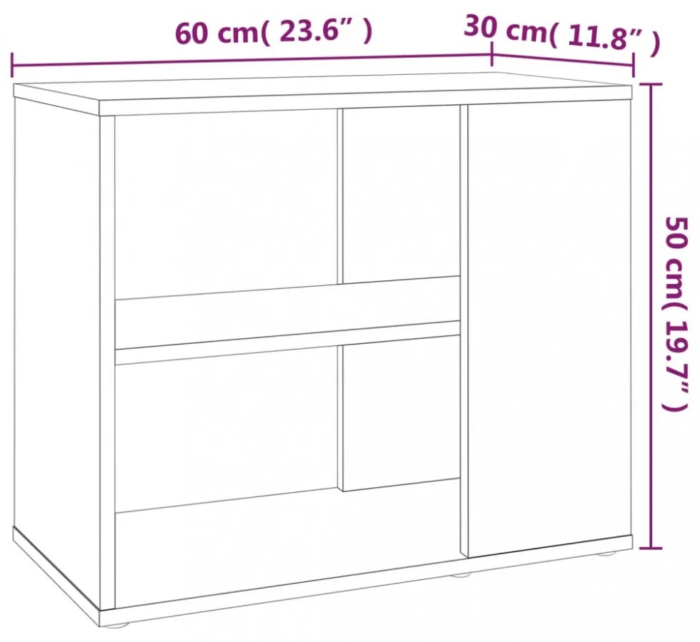 füstös tölgy színű szerelt fa kisszekrény 60 x 30 x 50 cm