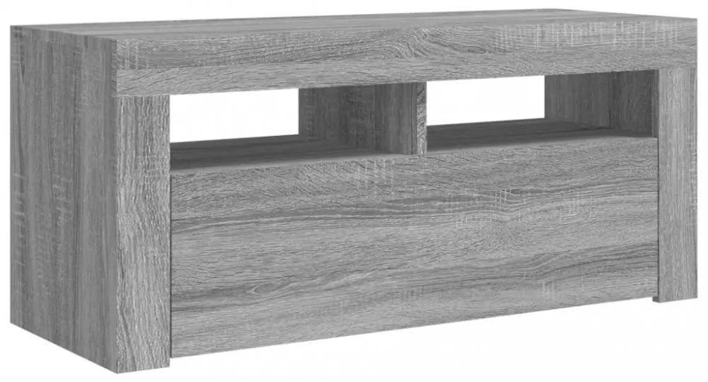 szürke sonoma színű TV-szekrény LED-világítással 90x35x40 cm