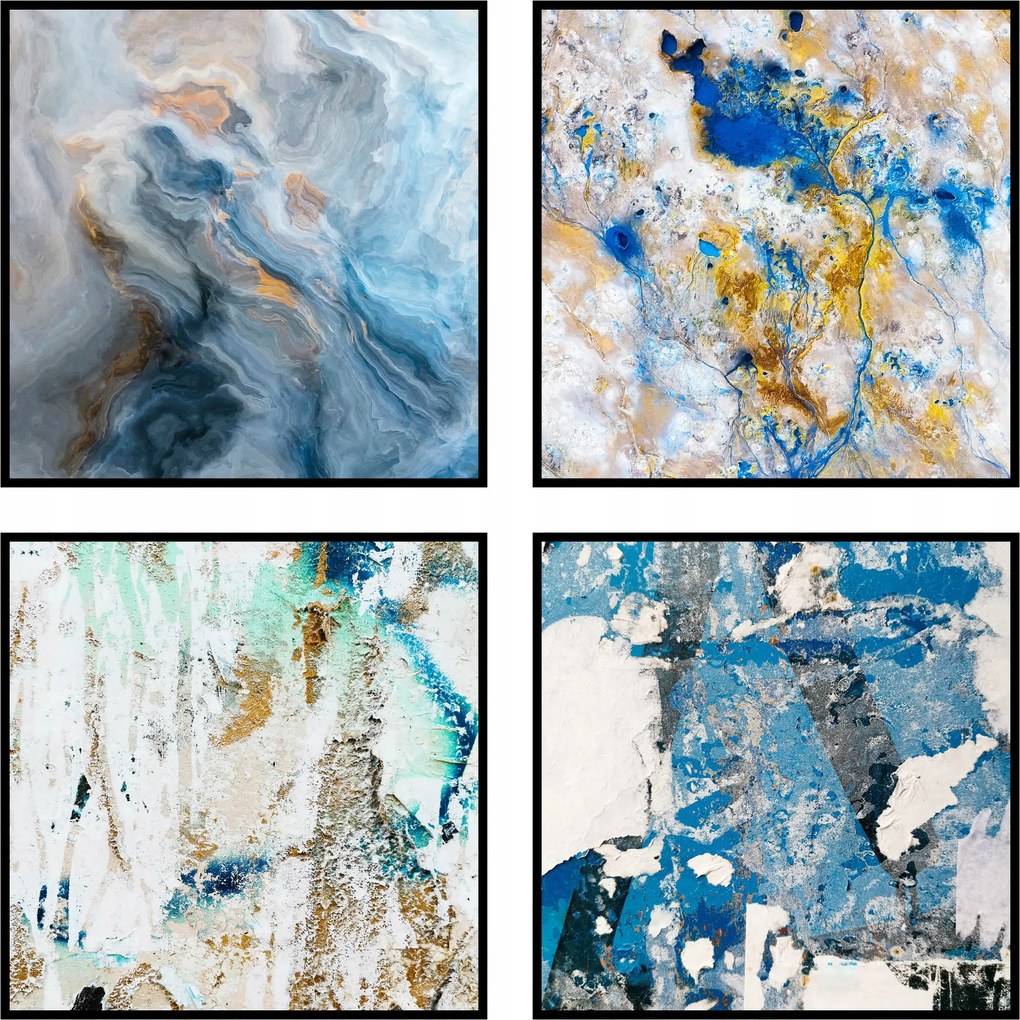 4 db-os négyzet alakú poszter szett 40x40 kék