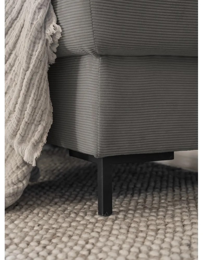 Szürke kordbársony kinyitható sarokkanapé (jobb oldali) Lofty Lilly – Miuform