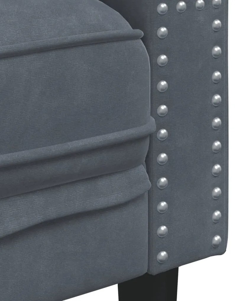 sötétszürke bársony Chesterfield kanapé