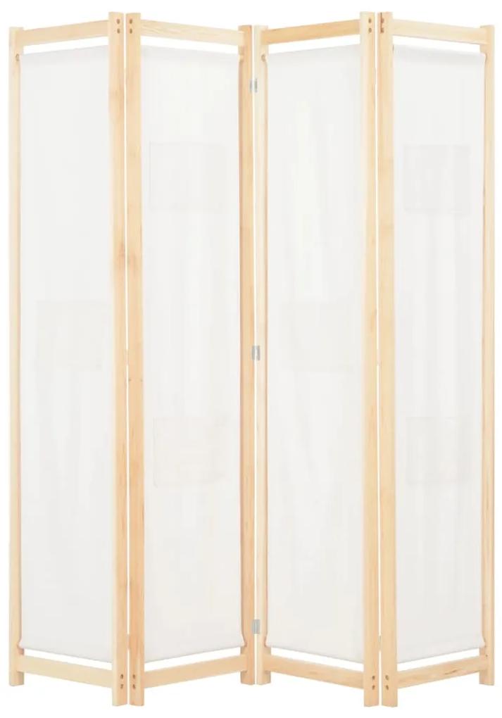vidaXL krémszínű 4-paneles szövetparaván 160 x 170 x 4 cm