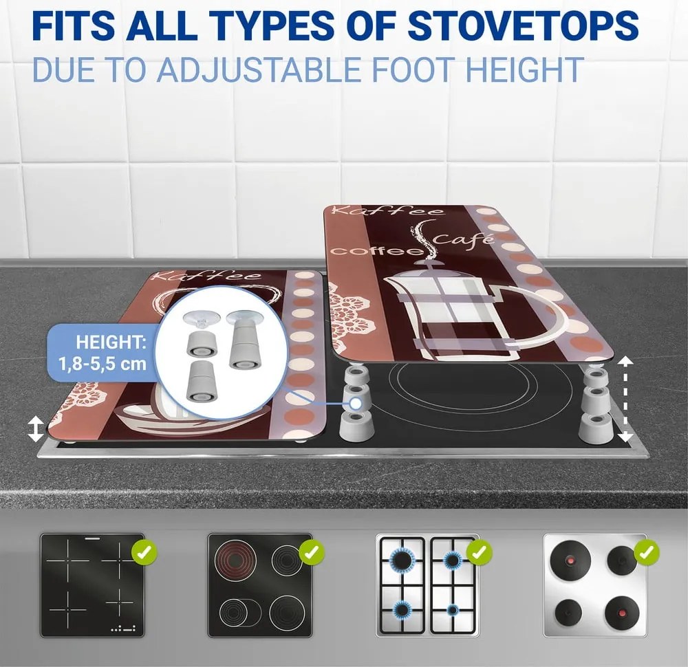 Edzett üveg tűzhely fedőlap szett 2 db-os 30x52 cm Coffee – Maximex