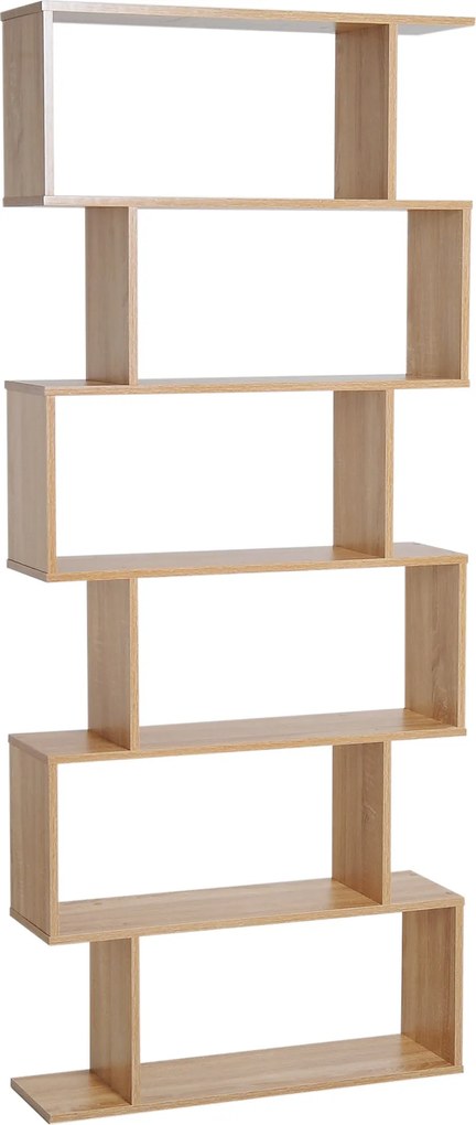 HOMCOM Zsákos Polcos Könyvespolc Modern Dizájn 80 x 23 x 192 cm 6 Szint Világos Tölgy Színben | Aosom