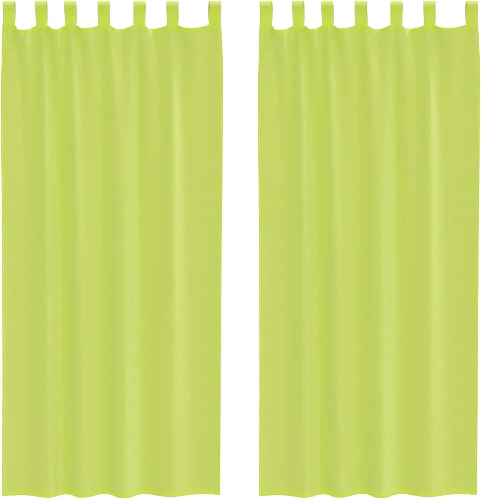 vidaXL 2 db almazöld fátyolfüggönyök fülecske tetejével 140x260 cm