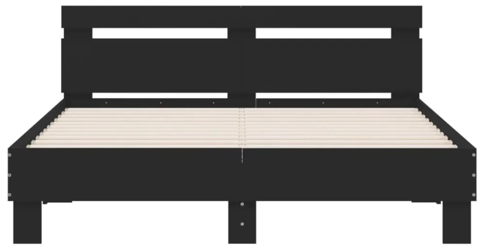 fekete ágykeret LED-es matrac nélkül 150 x 200 cm