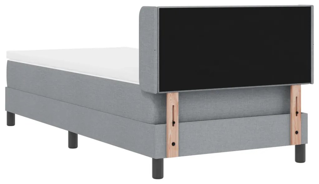 Boxspring ágy matraccal - világosszürke, 80 x 200 cm, szövet.