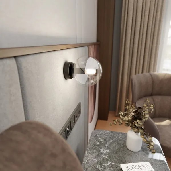 Fali lámpa ROSSI 1xE14/10W/230V fekete/átlátszó