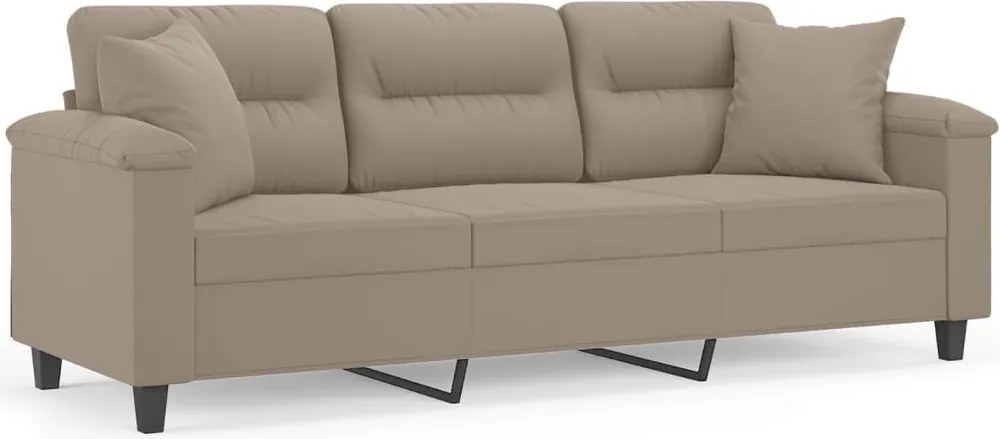 vidaXL 3 személyes tópszínű mikroszálas szövetkanapé párnákkal 180 cm