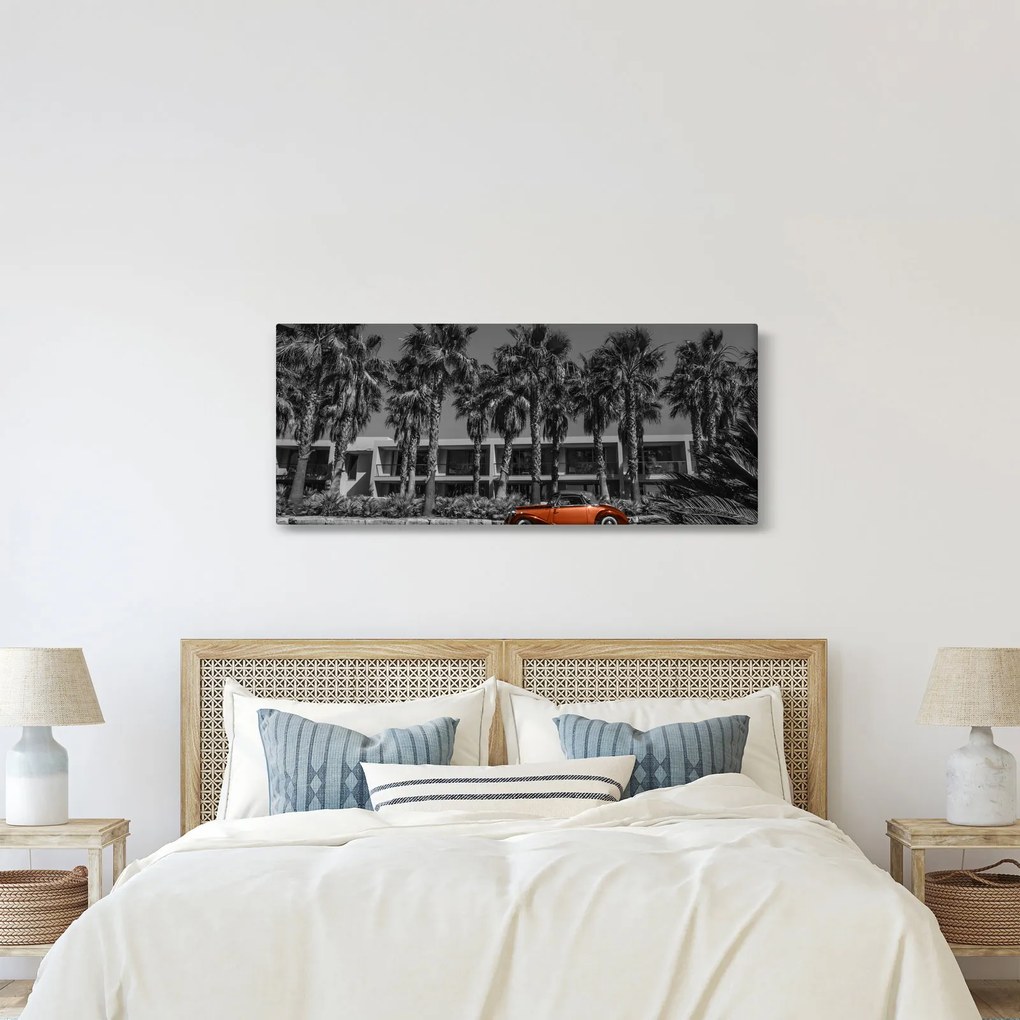 Kép - retro piros autó (120x50 cm)