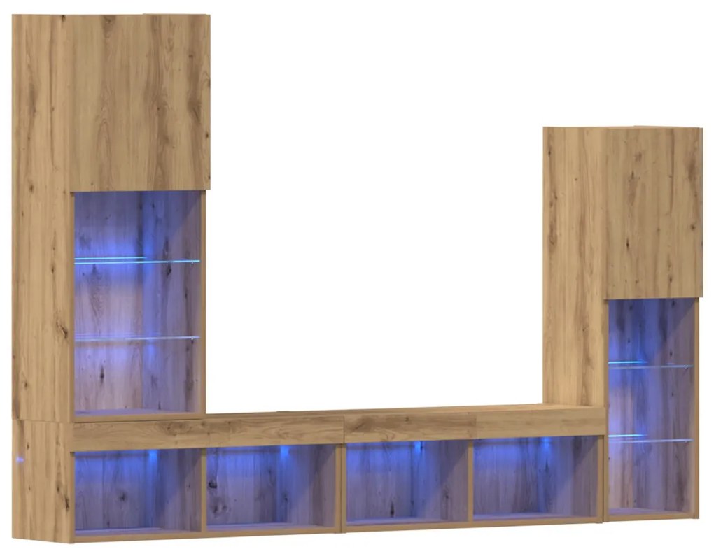 TV szekrény LED világítással Artisan tölgy 40.5x30x102 cm