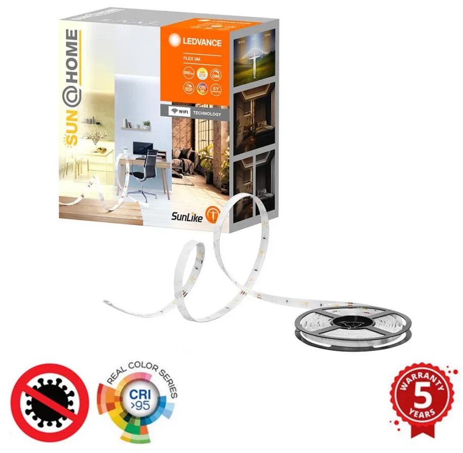 Ledvance - SUN@HOME FLEX 3m LED szalag, 13,5W, 230V, Wi-Fi, CRI 95, dimmelhető