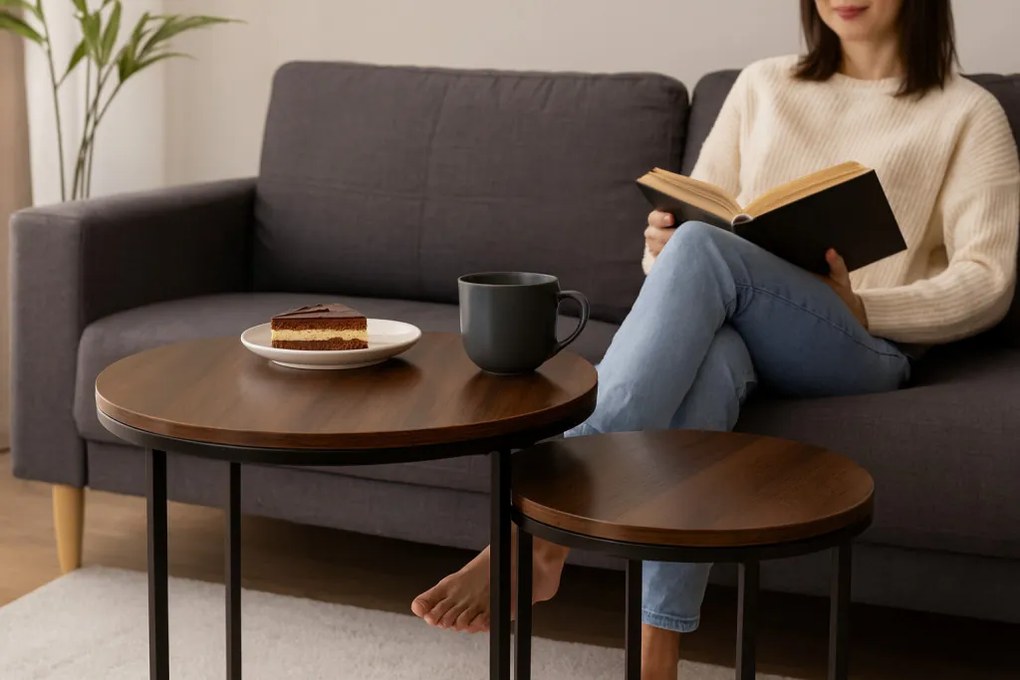 Kétrészes Kerek Dohányzóasztal