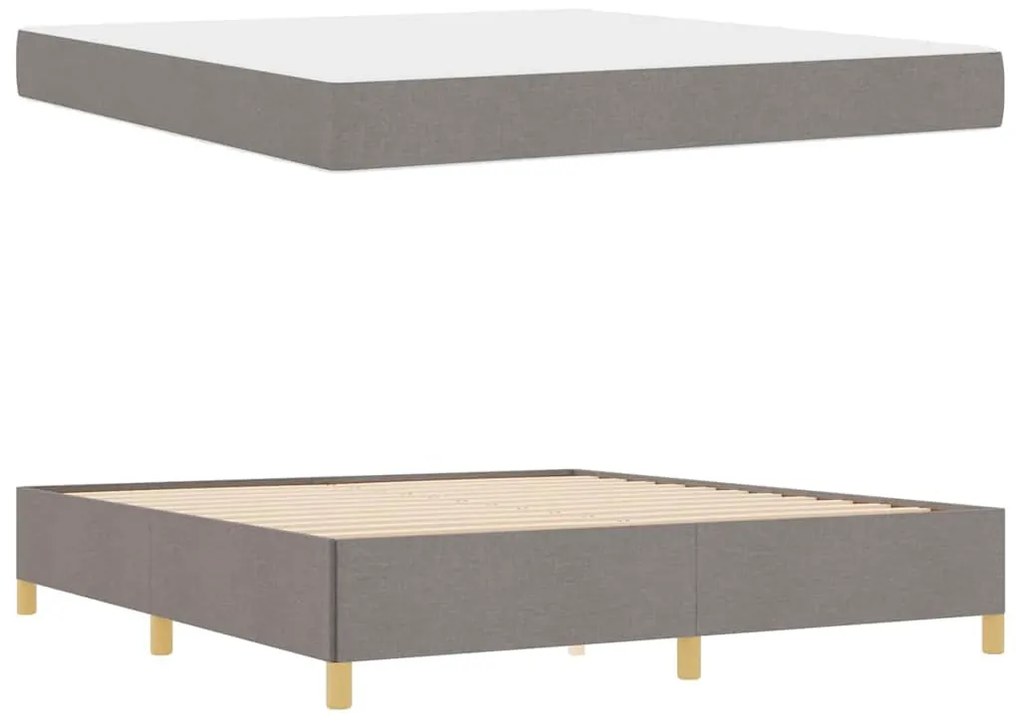 Boxrugós ágy matracmal Taupe és fehér 180 x 200 cm szövet