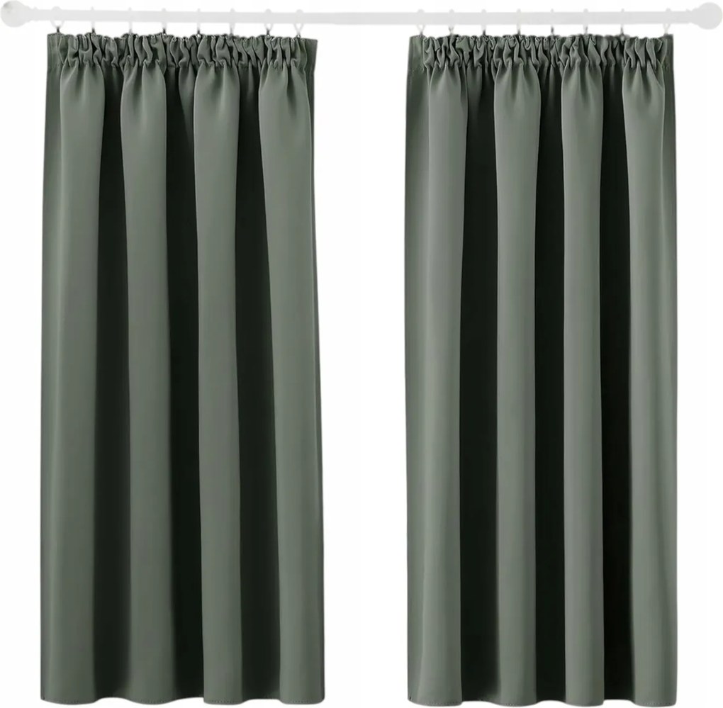 Pony Dance Thermo sötétítő függöny 160x140 cm 2 db szürke-zöld