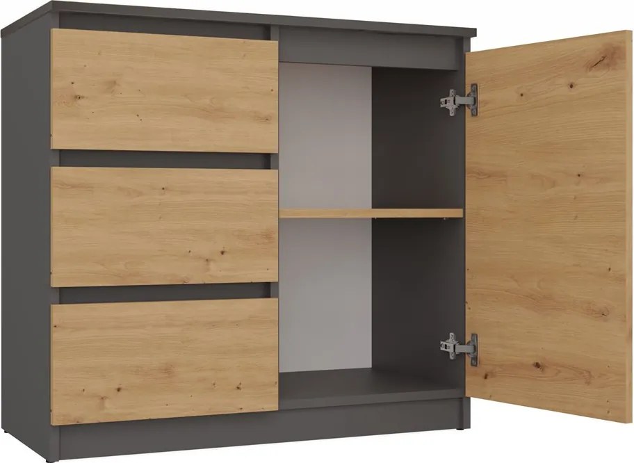 1D3S komód, antracit-tölgy