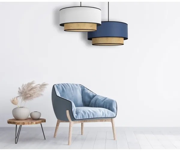 Duolla - Csillár zsinóron BOHO 1xE27/15W/230V átm. 45 cm kék/rattan