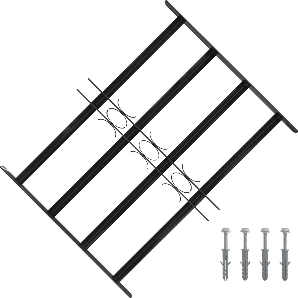 vidaXL Ablak Rács Fekete 75.5 x 60 cm Porszórt acél