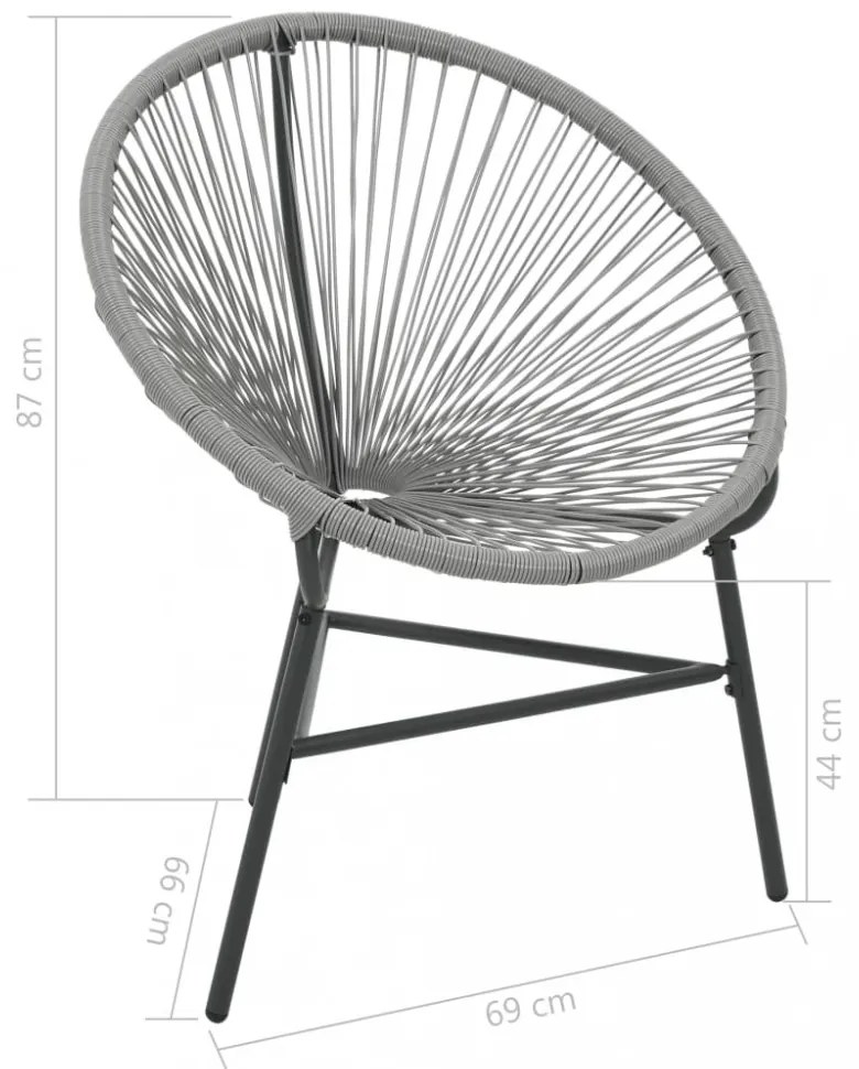 szürke polyrattan kerti kagylószék