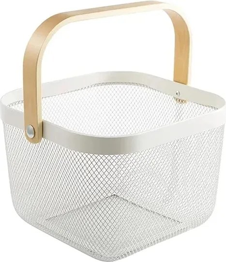 Díszkosár Fém Kosár Fa Gyümölcstartóval Zöldség Loft