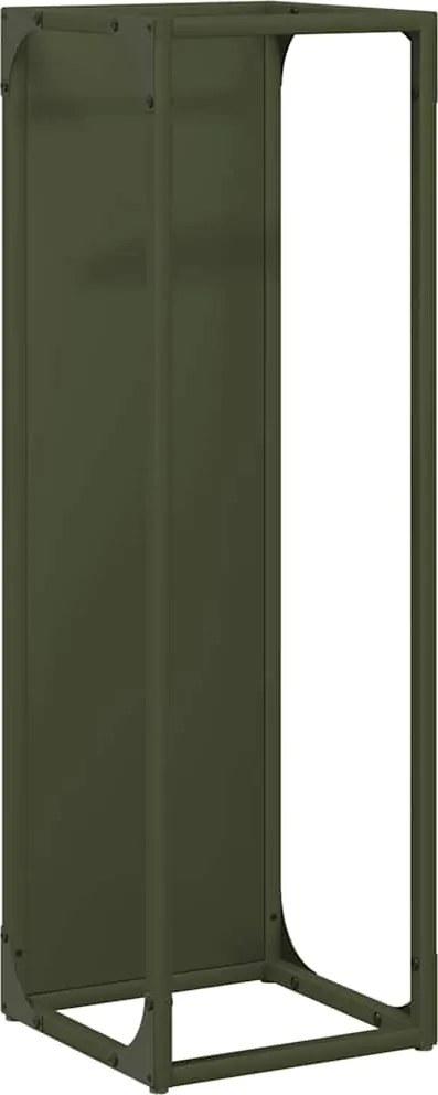 vidaXL olívazöld hidegen hengerelt acél tűzifatároló 25x25x80 cm