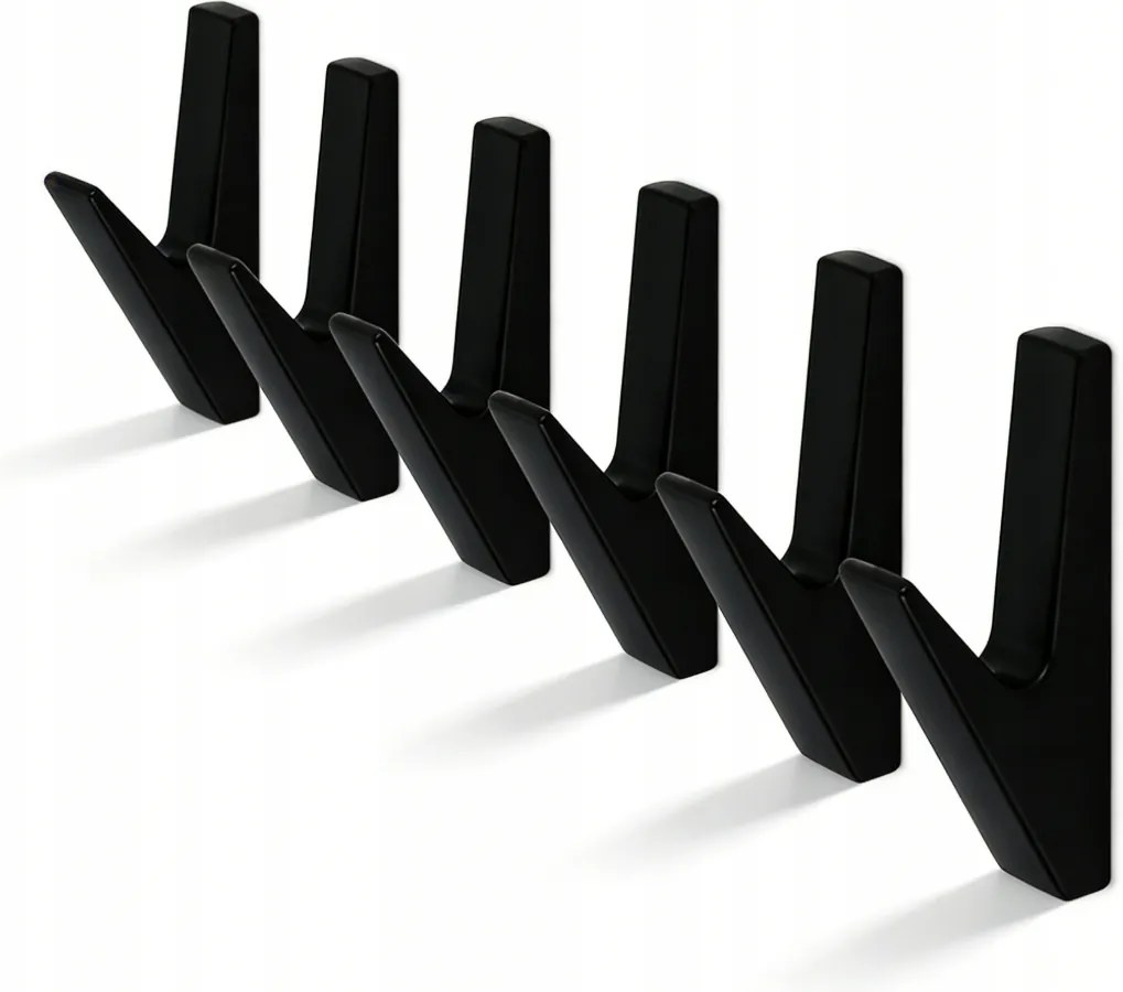 6 db Akasztó Fekete Falra Szerelhető Ruhaakasztó Bútorakasztó