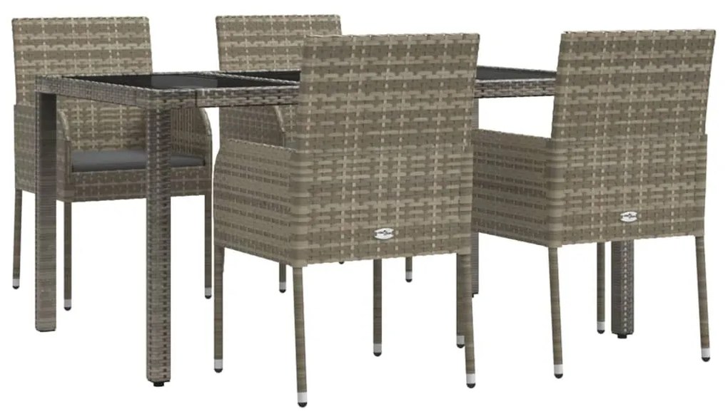 5 részes szürke polyrattan kerti étkezőgarnitúra párnával