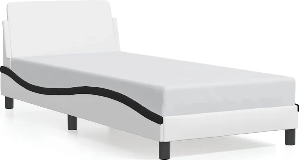 vidaXL fehér és fekete műbőr ágykeret Dover 90 x 200 cm
