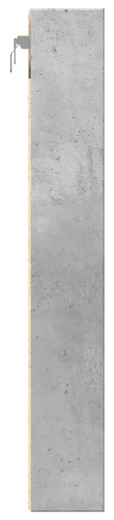betonszürke szerelt fa vitrinszekrény 60 x 8,5 x 58 cm