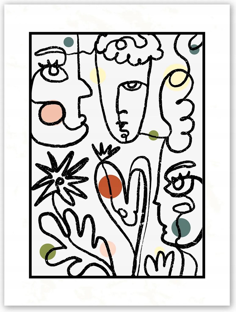 Boho absztrakt arcok Poszter B1 100x70cm #T46