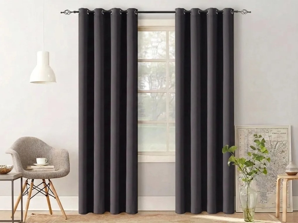 Függöny OXFORD LIGHT 140x250 cm, sötétszürke Felfüggesztés: Hullámos sínszalag