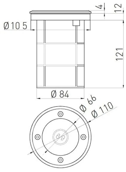 Lámpa Kerti lámpatest ALFA-O, kör, GU10 (max. 50W), IP67,  AC220-240V, 50/60Hz, (13x11cm), inox
