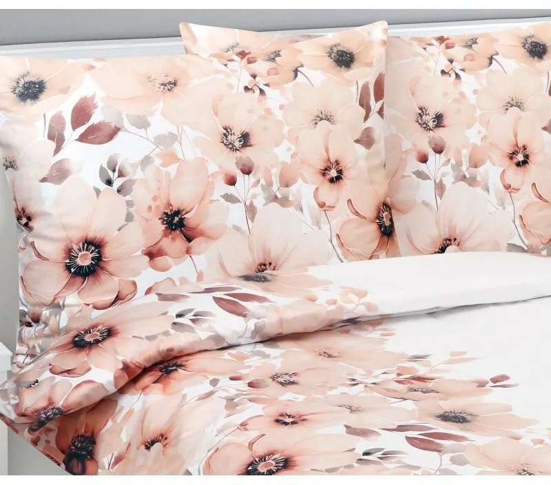 Bellatex szatén ágynemű Flower lazac , 140 x 220cm, 70 x 90 cm, 140 x 220 cm, 70 x 90 cm, 140 x 220 cm, 70 x 90 cm