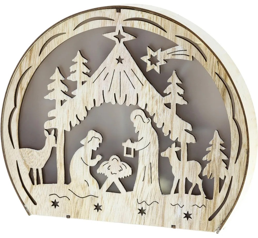 Retlux RXL 331 karácsonyi dekoráció, jászol, 8LED, 3D effekt, meleg fehér