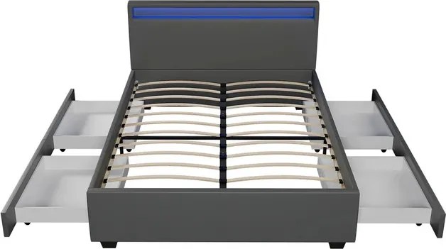 Juskys Kárpitozott ágy Lyon 140x200 cm - sötétszürke