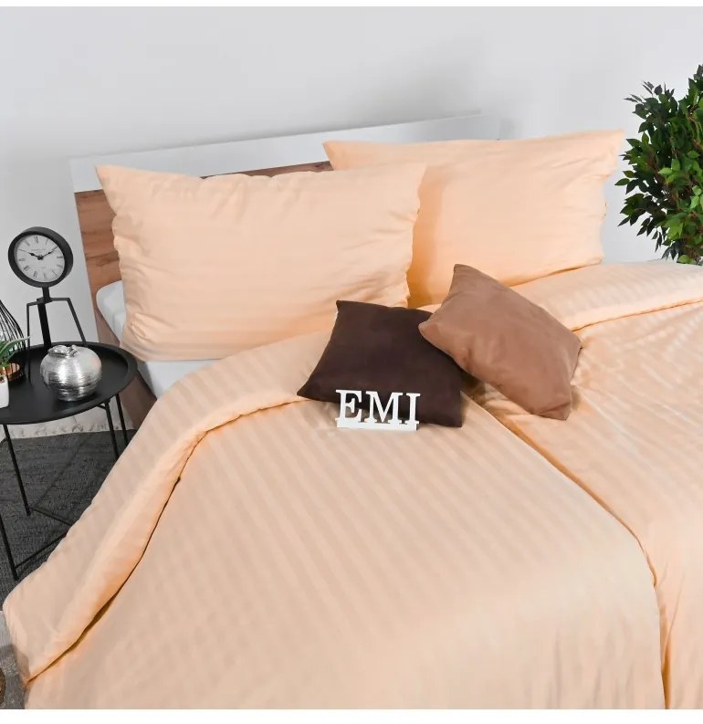 EMI barackszínű damaszt ágyneműhuzat, A standard egyszemélyes ágy szett tartalma: 1x 140x200 + 1x 70x90
