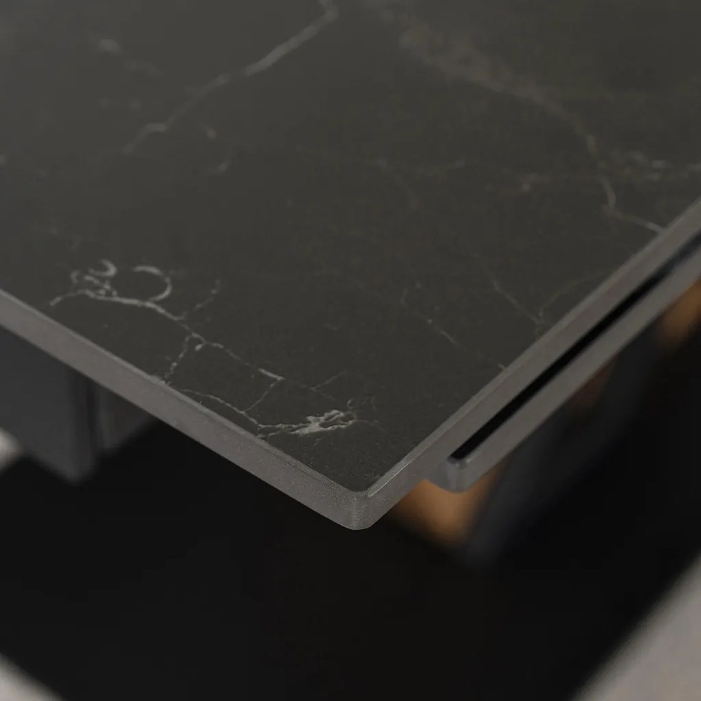 Stół REX Ceramiczny Rozkładany 160-220 cm Czarny márvány/Orzech