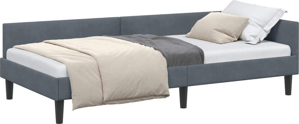 vidaXL Sarokágy keret Sötétszürke 80 cm x 200 cm VelúrésPlywood