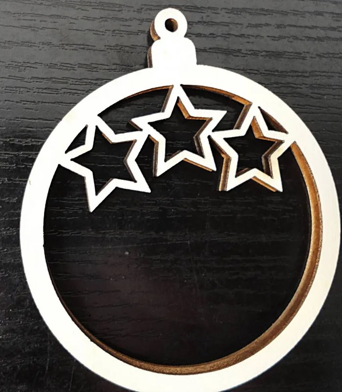 Karácsonyfadísz fából, mérete: 68x80 mm STAR