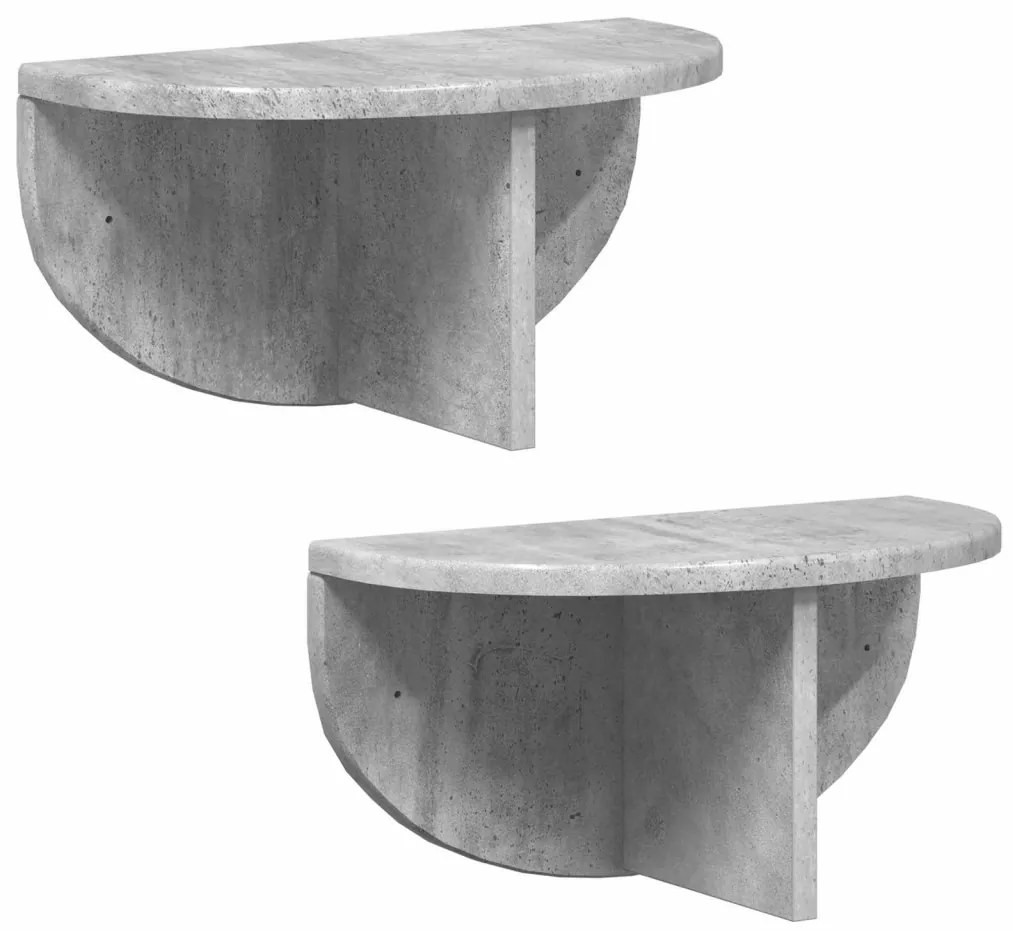 vidaXL Falpolc 2 pcs Beton Szürke 38 x 19 x 19 cm Faanyag