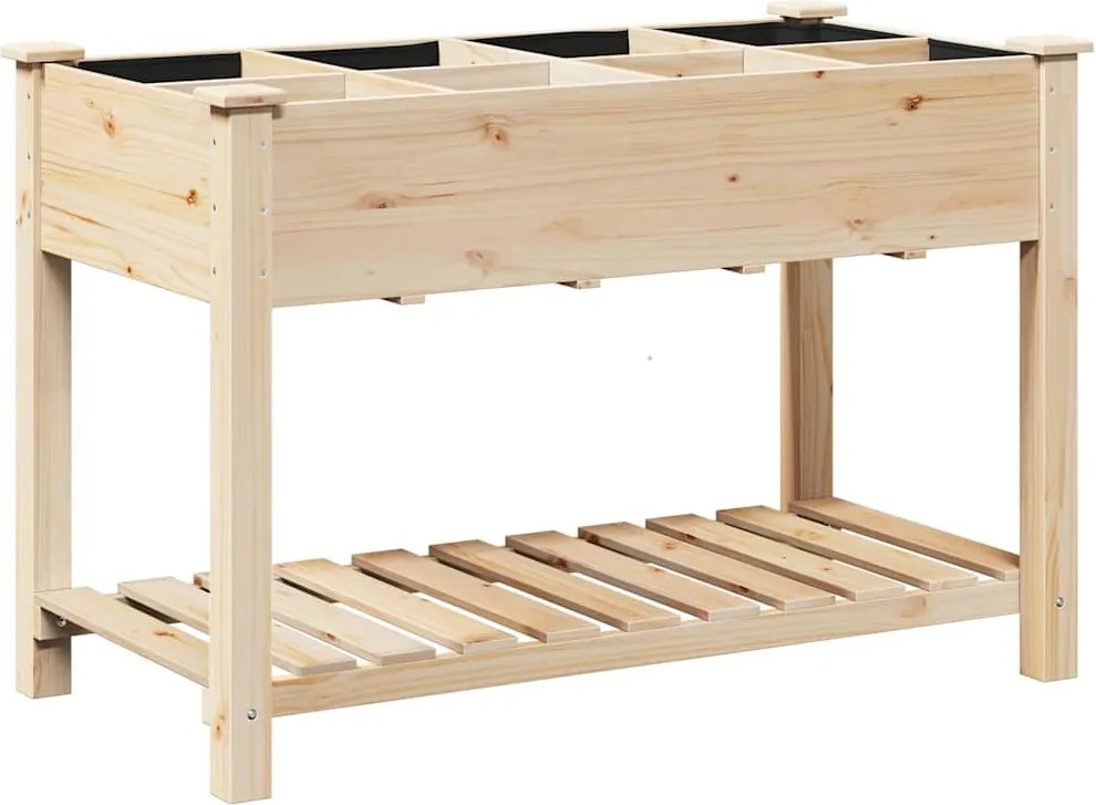 vidaXL Kerti cserép polcokkal Bézs 115 x 59 x 76,5 cm Szilárd fenyőfa