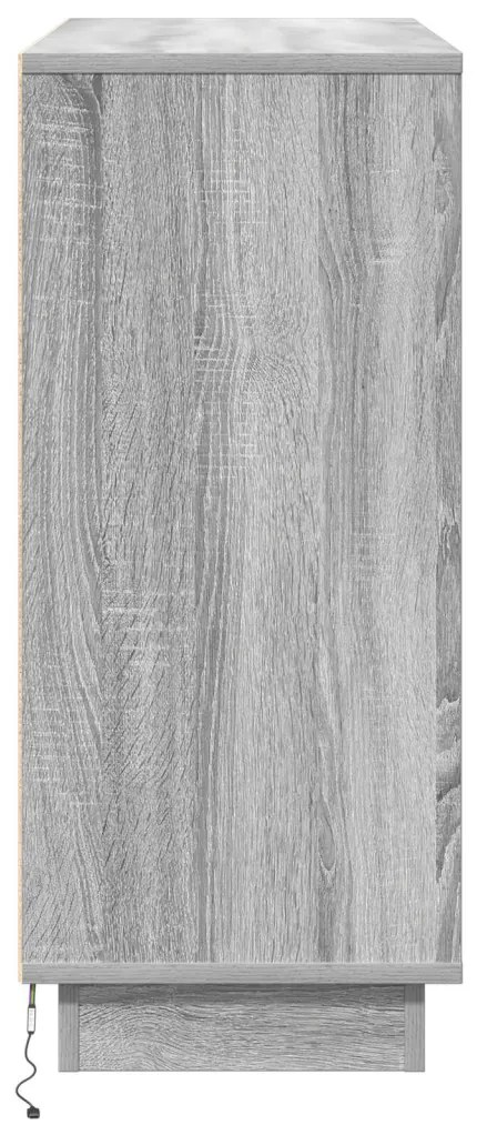 LED-es szekrény Szürke Sonoma 90x32x75 cm Mérnöki fa