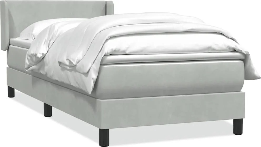 vidaXL világosszürke bársony rugós ágy matraccal 80x220 cm