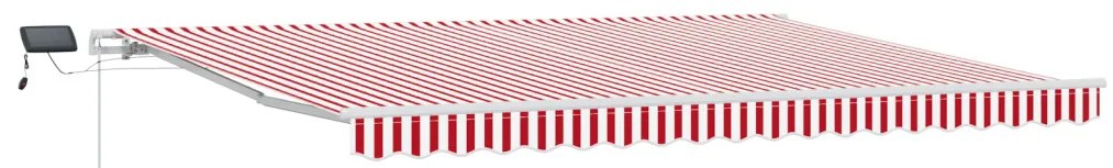 Kézi Behúzható Napellenző LED Piros és Fehér Csík 450x300 cm