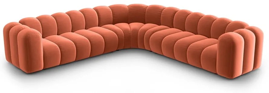 Rózsaszín bársony moduláris sarokkanapé Lupine – Micadoni