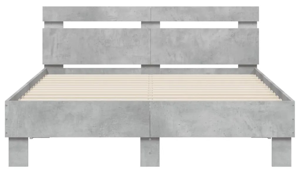 betonszürke ágykeret fejtámlával és LED-del 120x190 cm