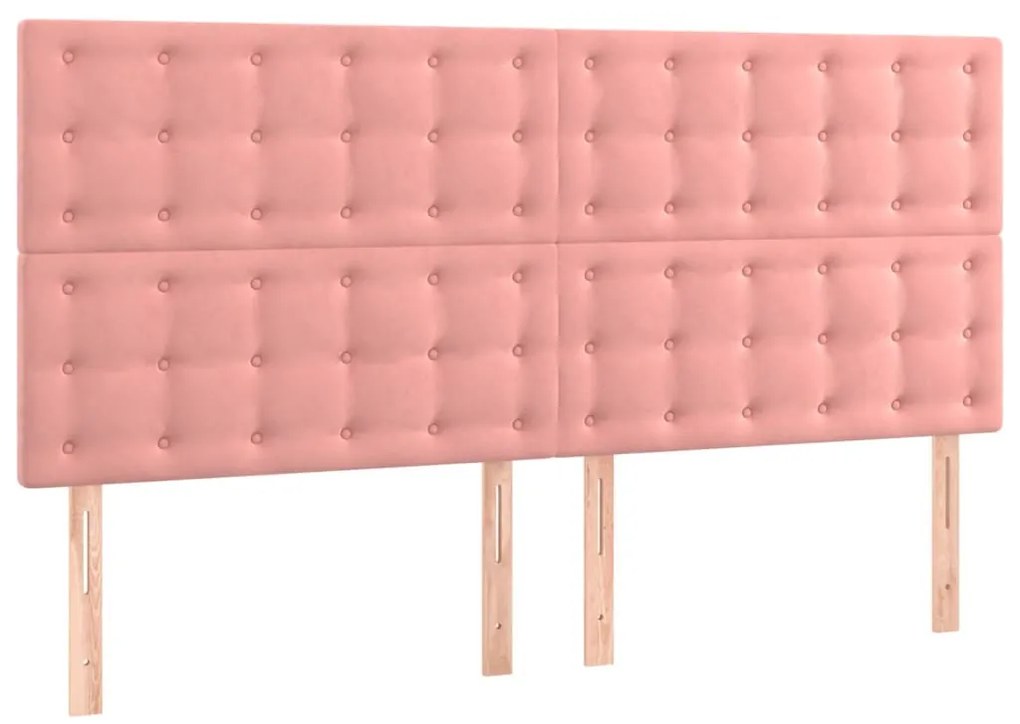rózsaszín bársony LED-es fejtámla 200x5x118/128 cm