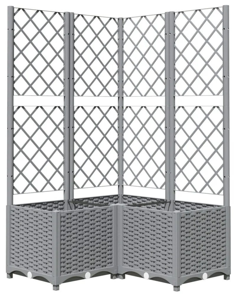 világosszürke PP rácsos kerti ültetőláda 80 x 80 x 136 cm