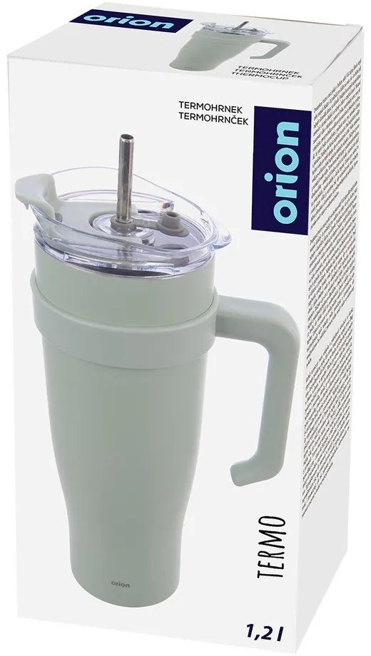 Zsályaszínű termobögre szívószállal 1,2 l Termo – Orion