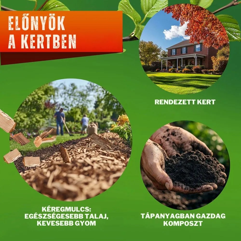 DIOX kerti aprítógép/aprító+2x 60l zsák, 3100W fekete/zöld Gardebruk